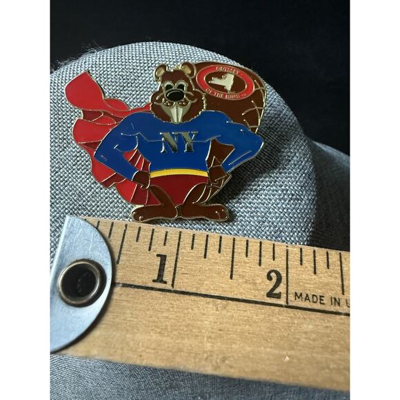 New York 2014 Odyssey of the Mind World Final Pin Superhero Beaver New Old Stock - Picture 4 of 4